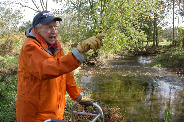 In his element: Reds Wolman on a field trip to the Stoney Run in Baltimore in 2009. Photo: Royce Faddis